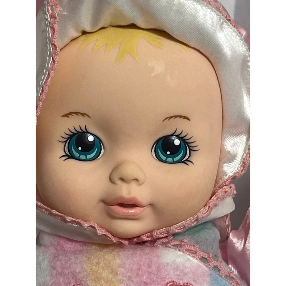 Playskool Snuzzles Baby Doll Pink Pastel Plaid Vintage 1996 squeaks